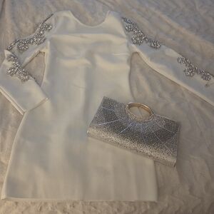 White Dress with Silver Embellishments